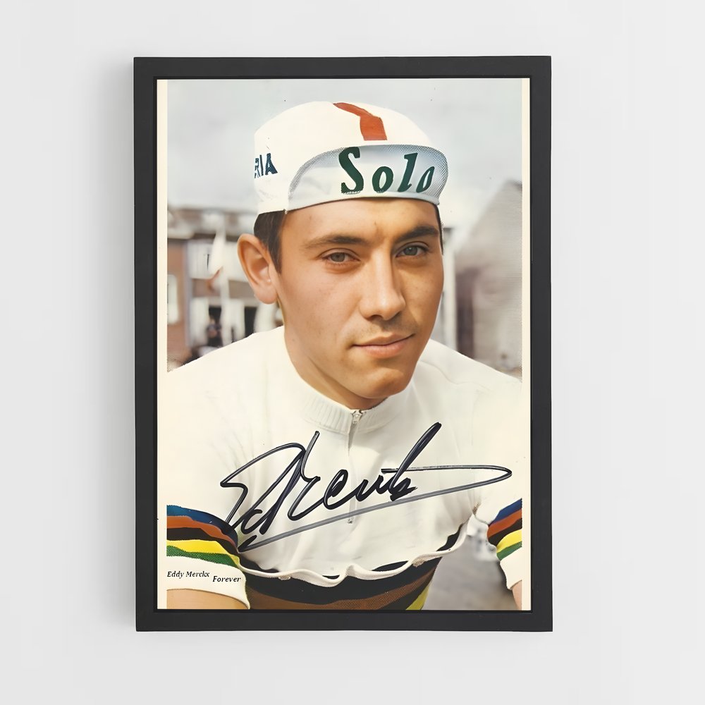 Poster Eddy en Blanc – affiche Cyclisme (vue 2)